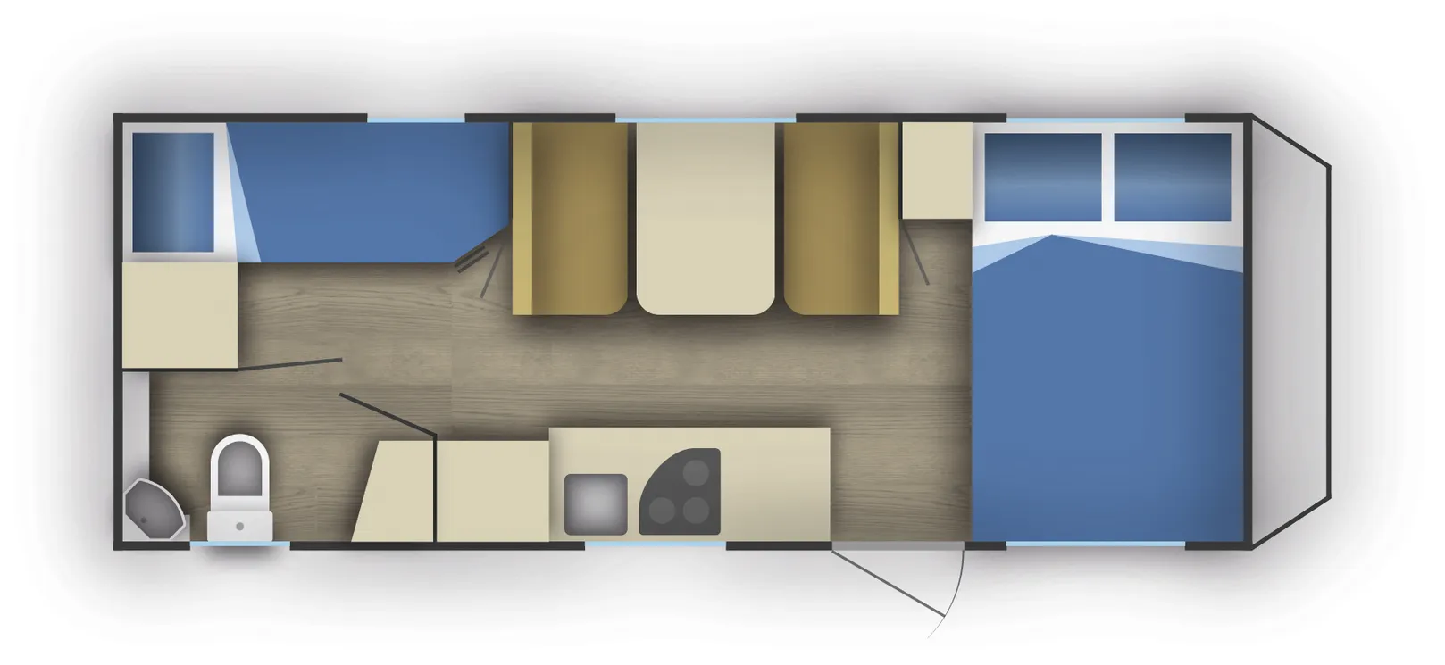 Grundriss des Wohnwagen Premium 1++